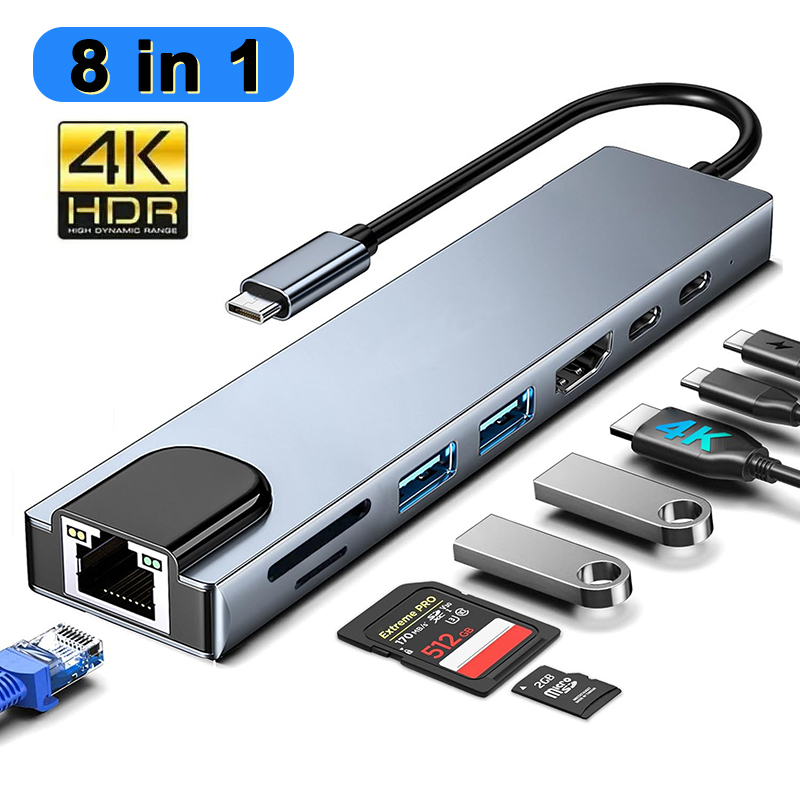 Hdmi Adapter Tablet - 8 em 1 usb tipo c