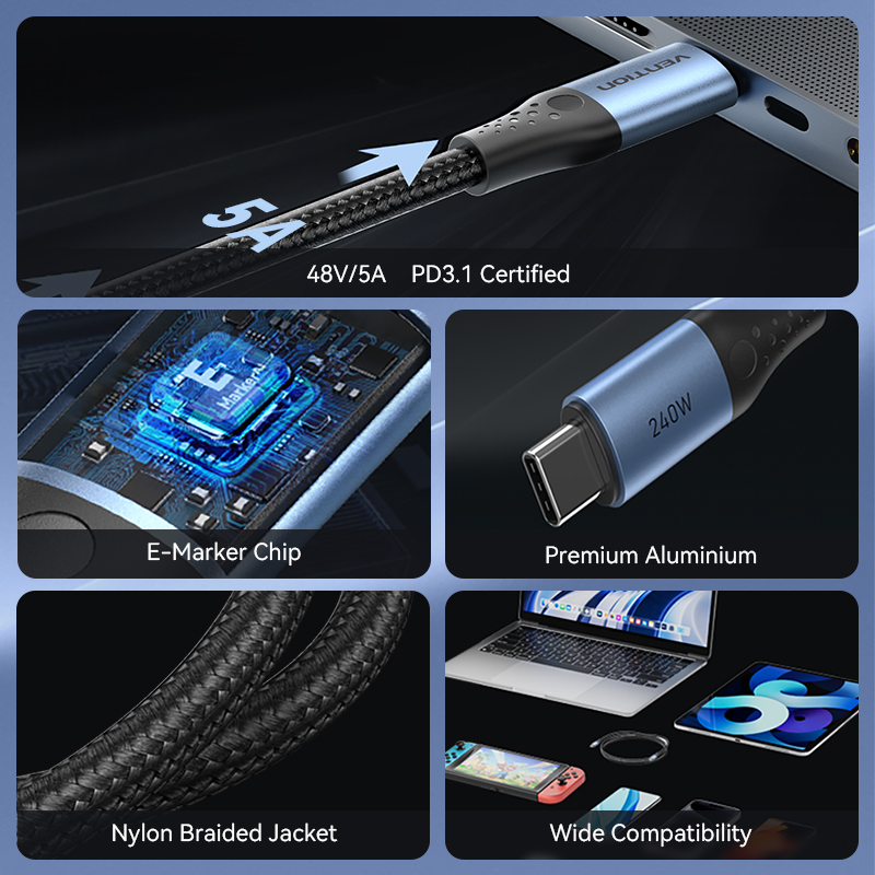 Cabo Vention 240W Tipo C para  - Ulefone Tablet Accessories avaliação e preço