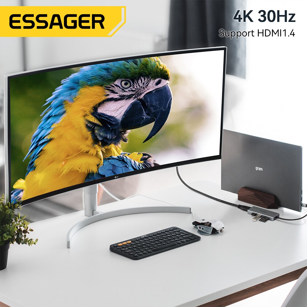 Essager 5 em 1 USB C HUB HDMI- - Hdmi Adapter Tablet avaliação e preço