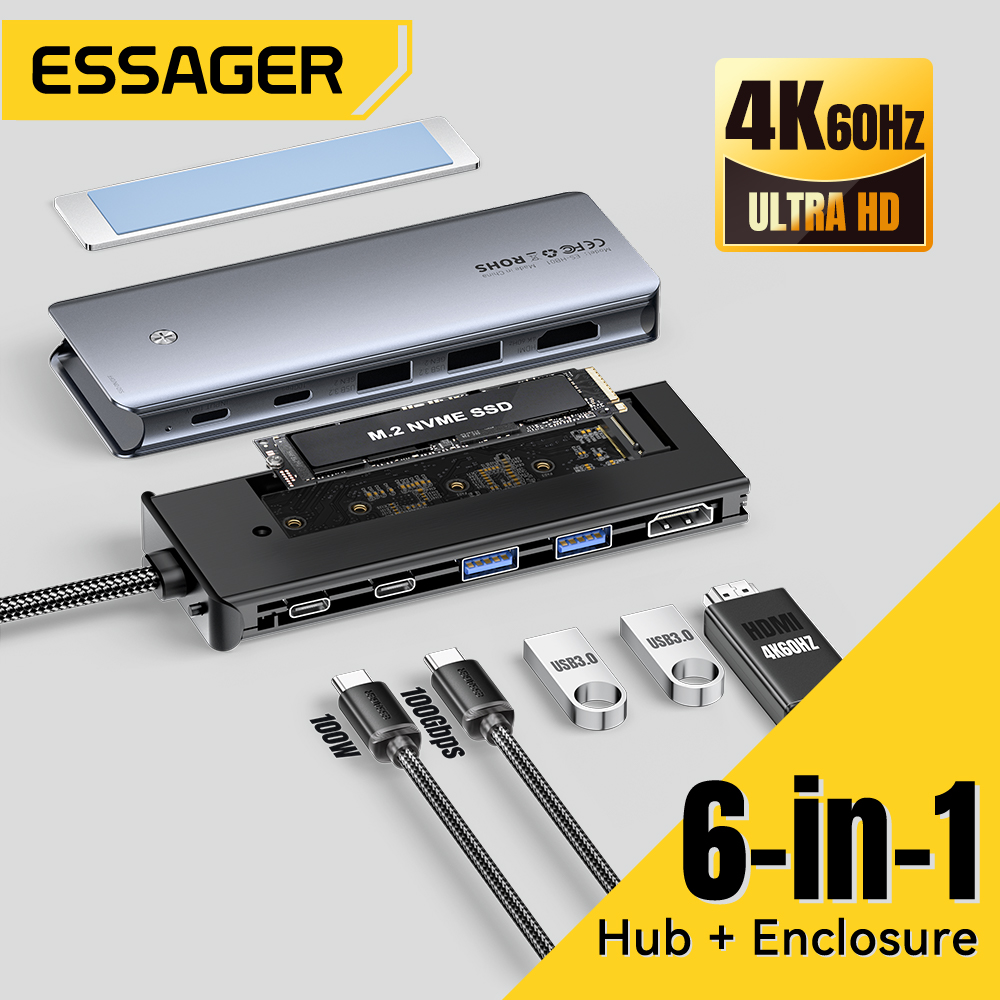 Essager USB C Hub com gabinete - Usb Hub Type C avaliação e preço